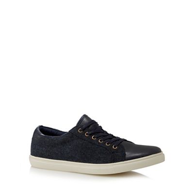 Navy mixed material lace up shoes